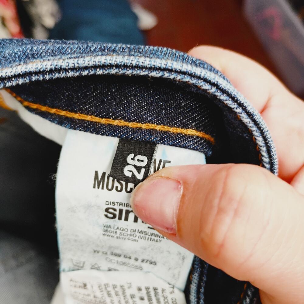 Love Moschino Women's Flare-Leg Jeans Denim‎ Size 26 y2k bedazzled pockets - Picture 15 of 15